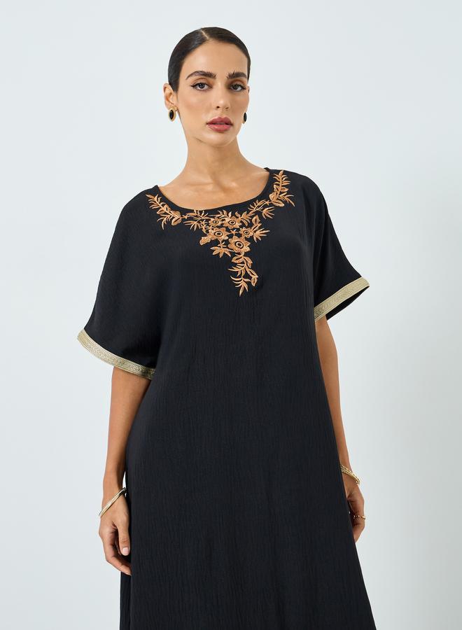 Take Two Women Floral Patch Detail Round Neck Jalabiya - Image 2